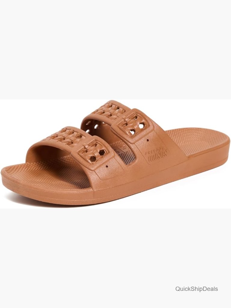 Slide Sandals With Woven Buckles, Rubber Sole